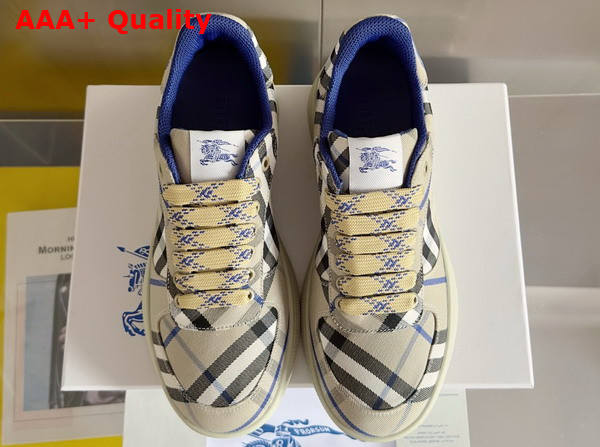 Burberry Check Terrace Sneakers in Lichen Cotton Blend Woven Replica