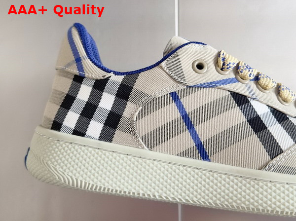 Burberry Check Terrace Sneakers in Lichen Cotton Blend Woven Replica