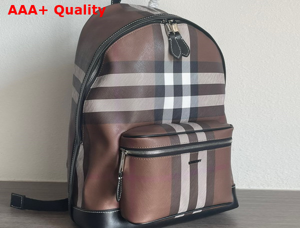 Burberry Check and Leather Backpack Dark Brich Brown Replica