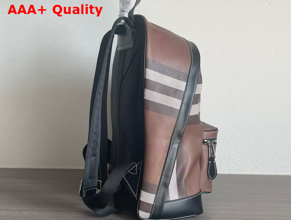 Burberry Check and Leather Backpack Dark Brich Brown Replica