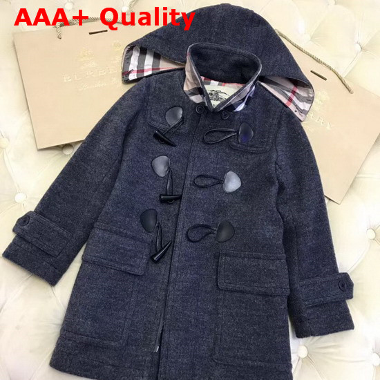 Burberry Double Faced Wool Duffle Coat in Dark Blue Replica