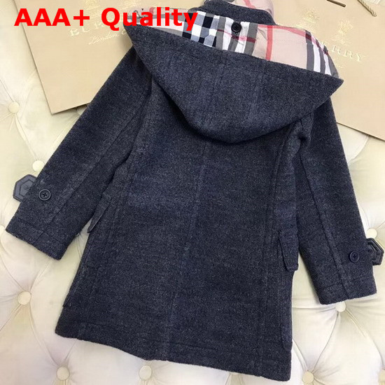 Burberry Double Faced Wool Duffle Coat in Dark Blue Replica