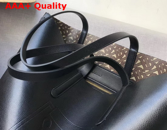 Burberry Embossed Monogram Motif Leather Tote in Black Replica