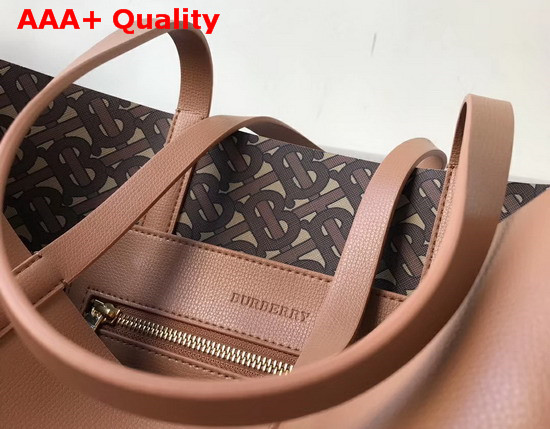 Burberry Embossed Monogram Motif Leather Tote in Camel Replica