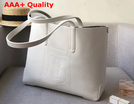 Burberry Embossed Monogram Motif Leather Tote in White Replica