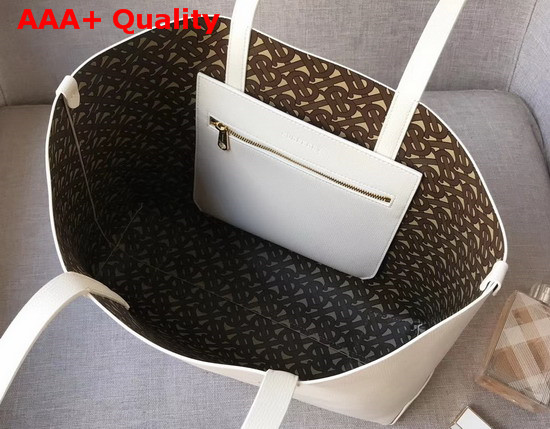 Burberry Embossed Monogram Motif Leather Tote in White Replica