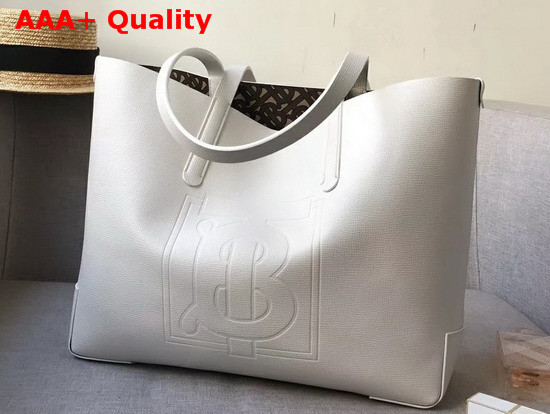 Burberry Embossed Monogram Motif Leather Tote in White Replica