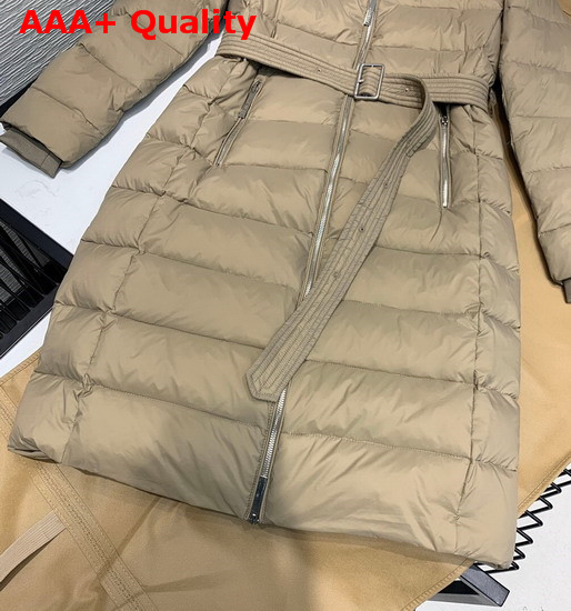 Burberry Fox Fur Trim Hooded Puffer Coat in Beige Replica