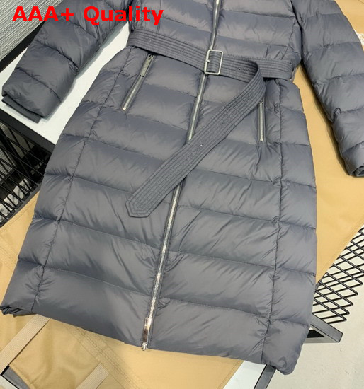 Burberry Fox Fur Trim Hooded Puffer Coat in Grey Replica