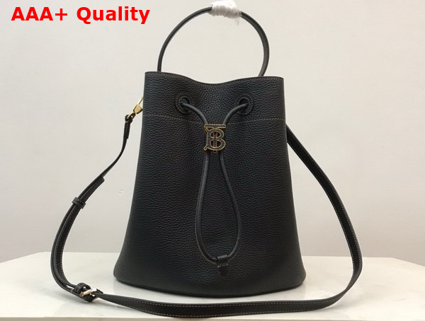 Burberry Grainy Leather Small TB Bucket Bag in Black Replica