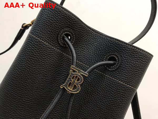 Burberry Grainy Leather Small TB Bucket Bag in Black Replica