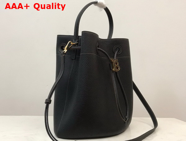 Burberry Grainy Leather Small TB Bucket Bag in Black Replica