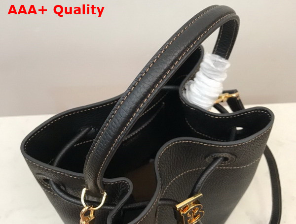 Burberry Grainy Leather Small TB Bucket Bag in Black Replica