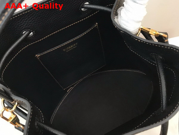 Burberry Grainy Leather Small TB Bucket Bag in Black Replica