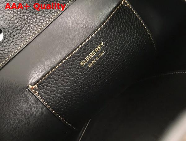 Burberry Grainy Leather Small TB Bucket Bag in Black Replica