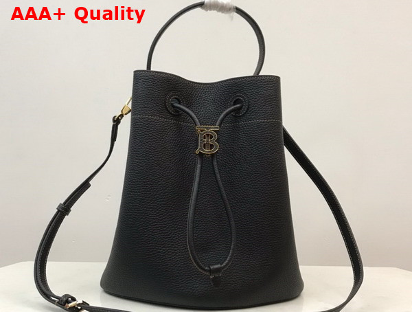 Burberry Grainy Leather Small TB Bucket Bag in Black Replica