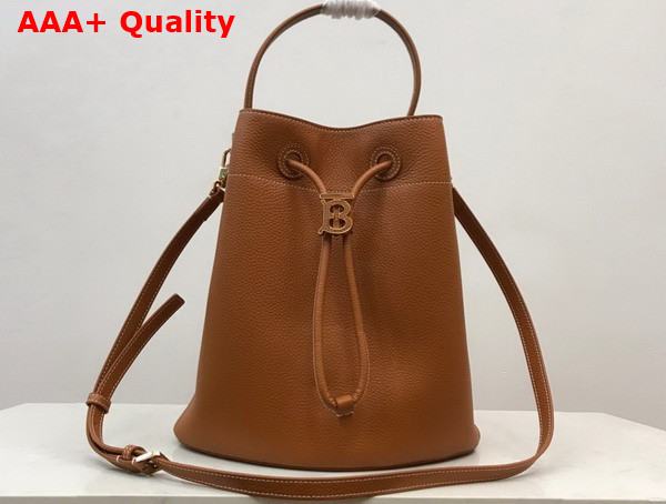 Burberry Grainy Leather Small TB Bucket Bag in Warm Russet Brown Replica