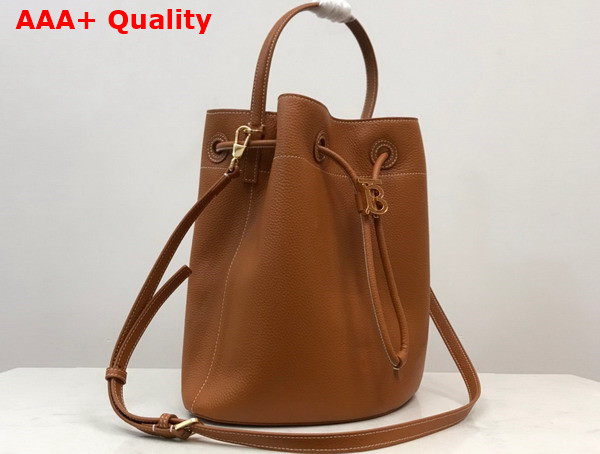 Burberry Grainy Leather Small TB Bucket Bag in Warm Russet Brown Replica