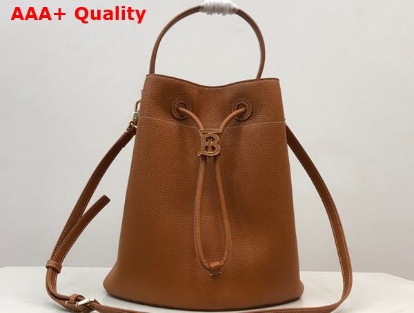 Burberry Grainy Leather Small TB Bucket Bag in Warm Russet Brown Replica