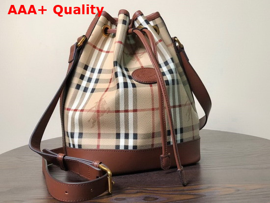 Burberry Horse Print Check Canvas Bucket Bag Tan Replica