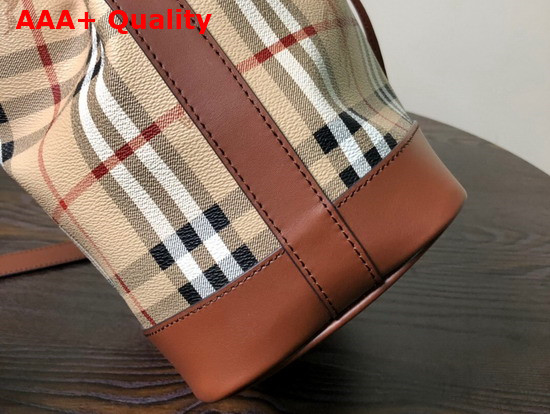 Burberry Horse Print Check Canvas Bucket Bag Tan Replica