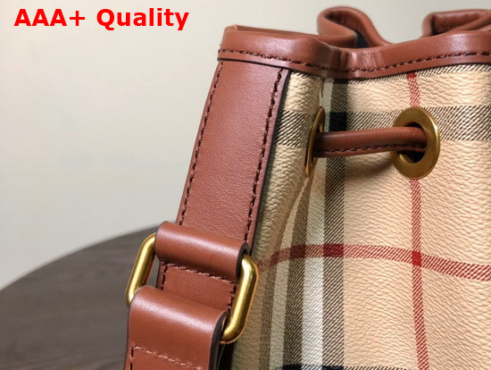 Burberry Horse Print Check Canvas Bucket Bag Tan Replica