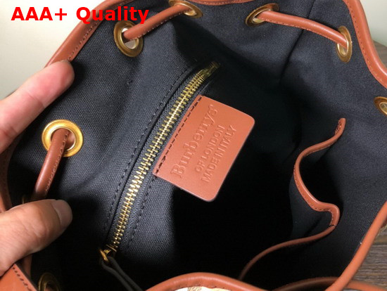 Burberry Horse Print Check Canvas Bucket Bag Tan Replica