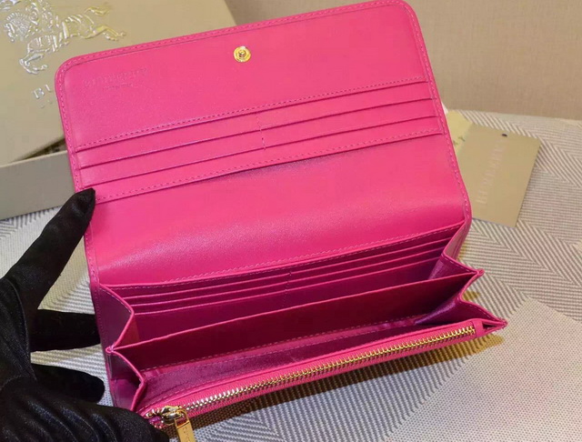 Burberry Horseferry Check And Leather Continental Wallet Fuchsia for Sale