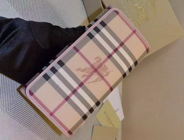 Burberry Horseferry Check And Leather Continental Wallet Pink for Sale