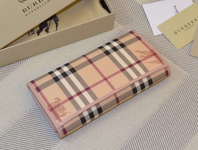 Burberry Horseferry Check And Leather Continental Wallet Pink for Sale