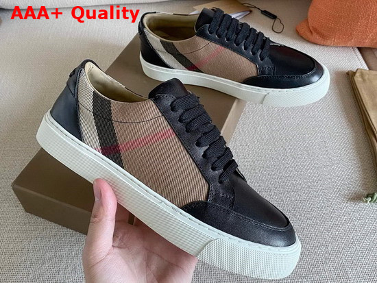 Burberry Horse Check and Leather Sneakers Black Replica