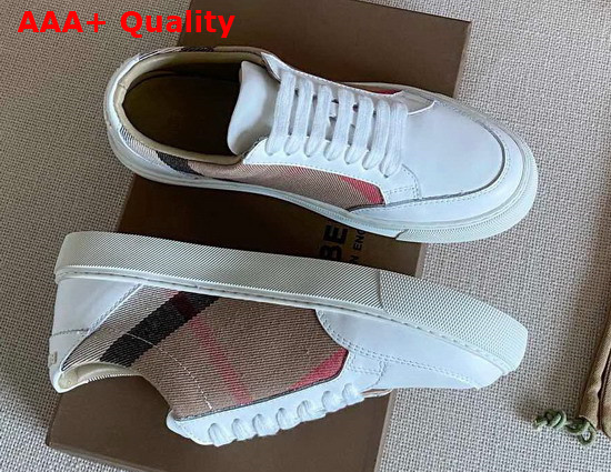 Burberry Horse Check and Leather Sneakers Optic White Replica