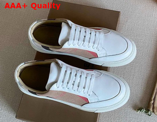 Burberry Horse Check and Leather Sneakers Optic White Replica