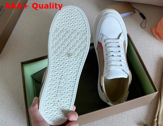 Burberry Horse Check and Leather Sneakers Optic White Replica