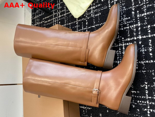 Burberry Leather Boots Pine Cone Brown for Women Replica