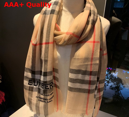 Burberry Lightweight Check Cashmere Scarf in Beige Replica