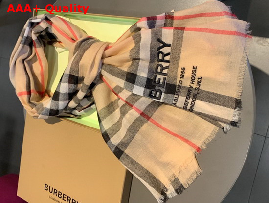 Burberry Lightweight Check Cashmere Scarf in Beige Replica