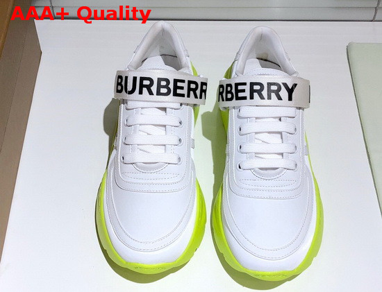 Burberry Logo Detail Leather Sneakers in Optic White Replica