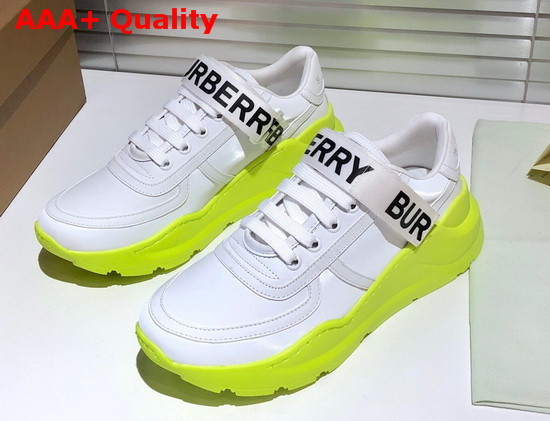 Burberry Logo Detail Leather Sneakers in Optic White Replica