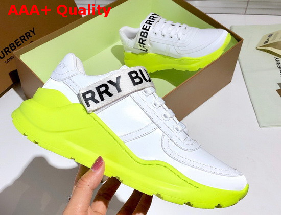 Burberry Logo Detail Leather Sneakers in Optic White Replica