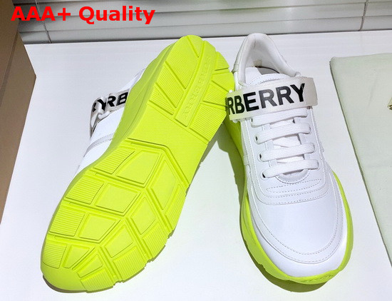 Burberry Logo Detail Leather Sneakers in Optic White Replica