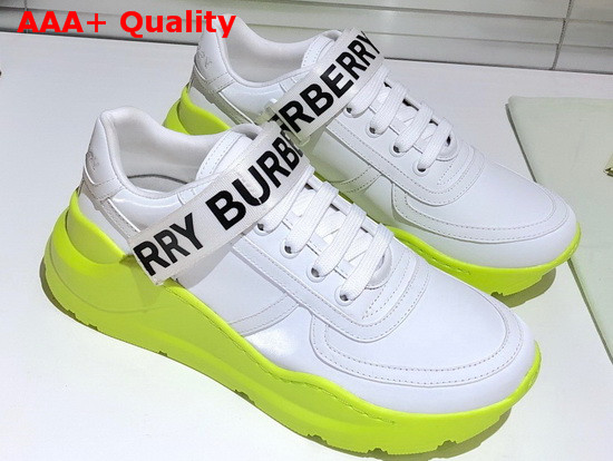 Burberry Logo Detail Leather Sneakers in Optic White Replica