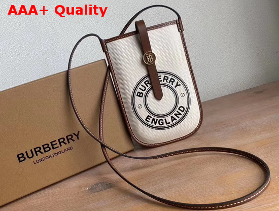 Burberry Logo Graphic Canvas and Leather Phone Case with Strap Natural Replica