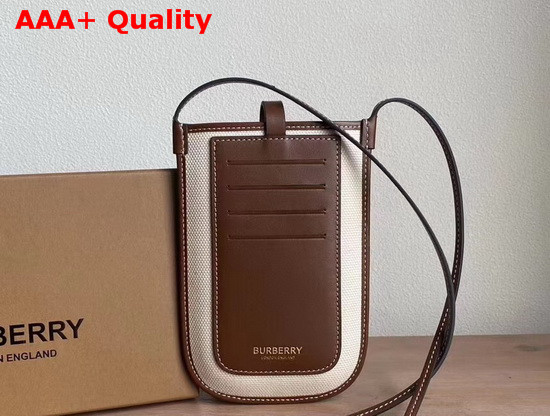 Burberry Logo Graphic Canvas and Leather Phone Case with Strap Natural Replica