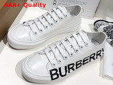 Burberry Logo Print Cotton Gabardine Sneakers Optic White Replica