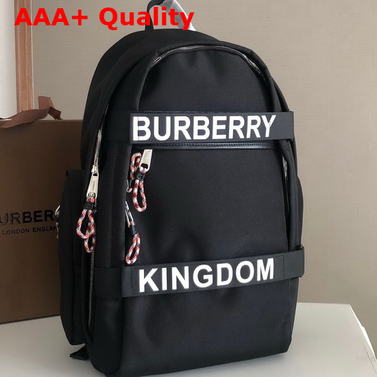 Burberry Logo Print Econyl Backpack in Black Replica