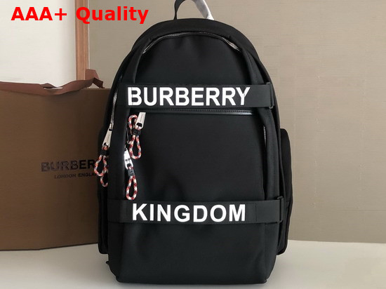 Burberry Logo Print Econyl Backpack in Black Replica