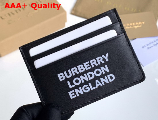 Burberry Logo Print Leather Card Case Black Calf Leather Replica