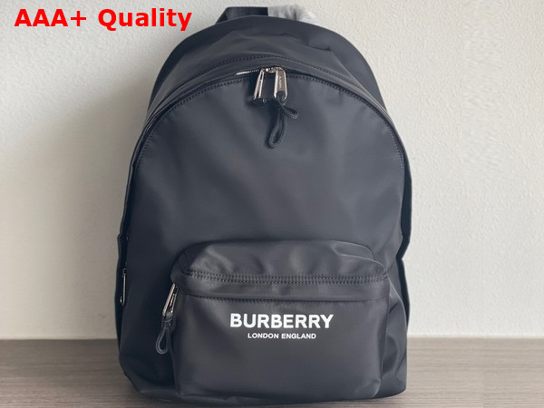 Burberry Logo Print Nylon Backpack in Black Replica