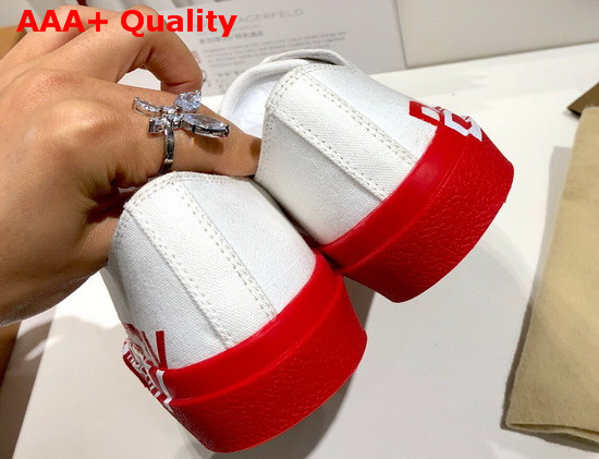 Burberry Logo Print Tow Tone Cotton Gabardine Sneakers Optic White and Red Replica